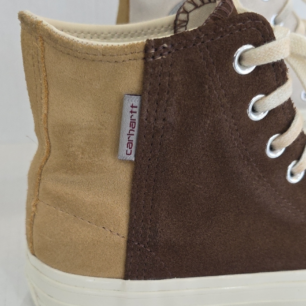 Converse Carhartt Leather All Star High-Tops in Brown/White Women's 8.5 Men 6.5 - Picture 4 of 13